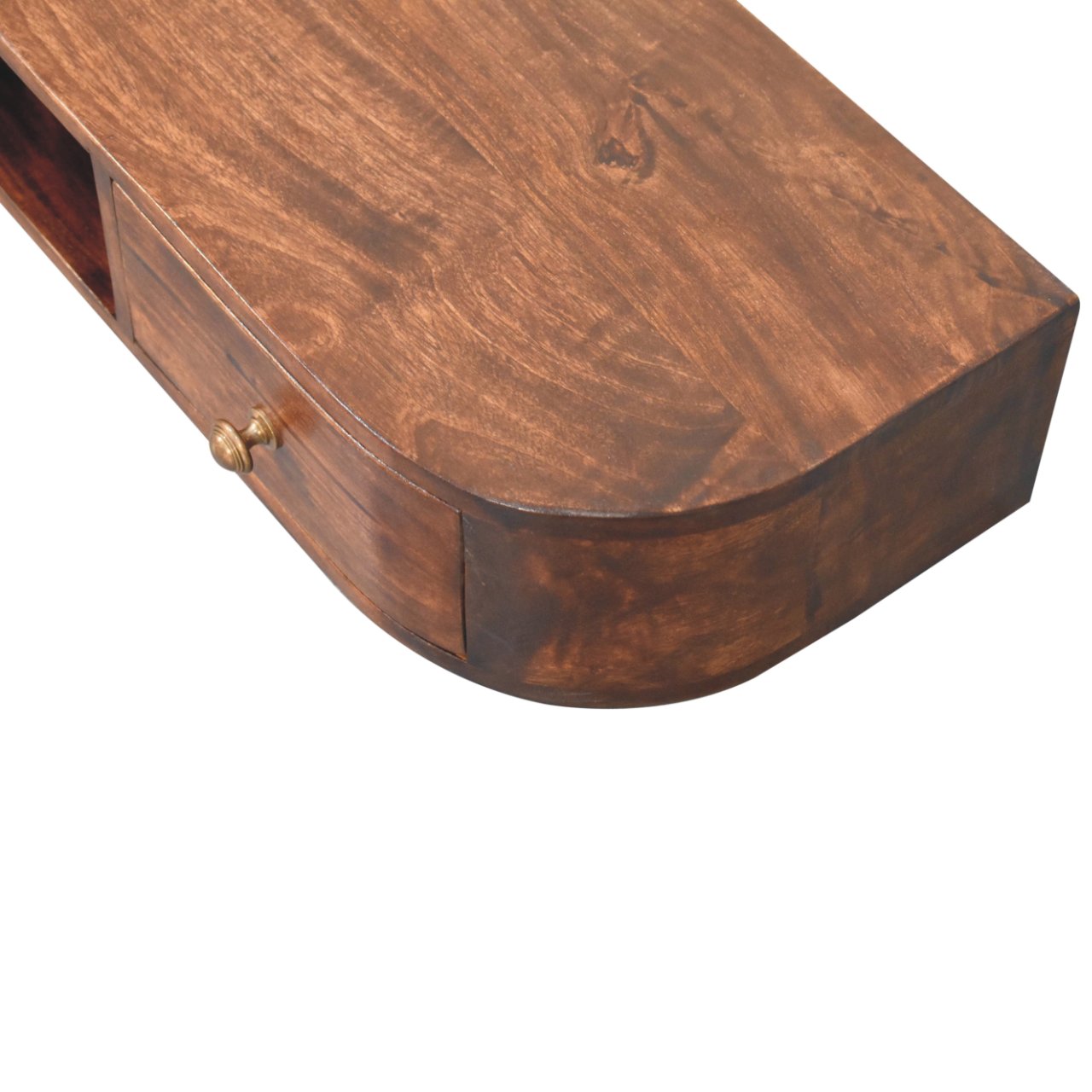 Solid Mango Wood Chestnut Finished Lunar 2 Drawer Wall Mounted Console - Image 5