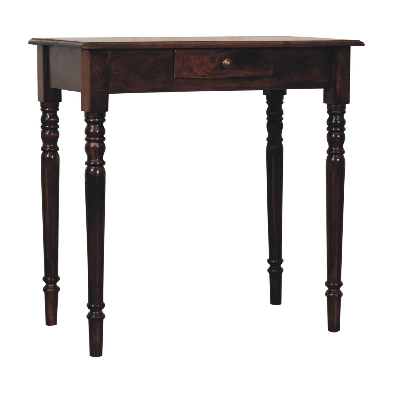 Solid Mango Wood California Walnut Finished 1 Drawer Writing Desk - Image 3