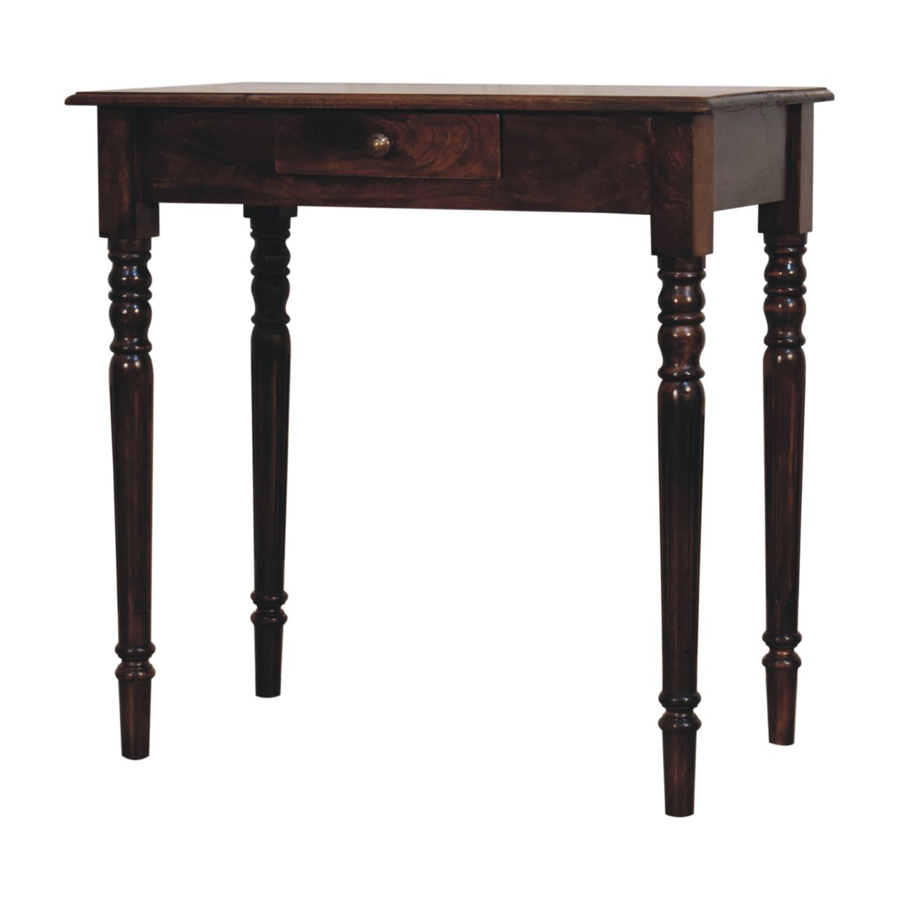 Solid Mango Wood California Walnut Finished 1 Drawer Writing Desk - Image 5