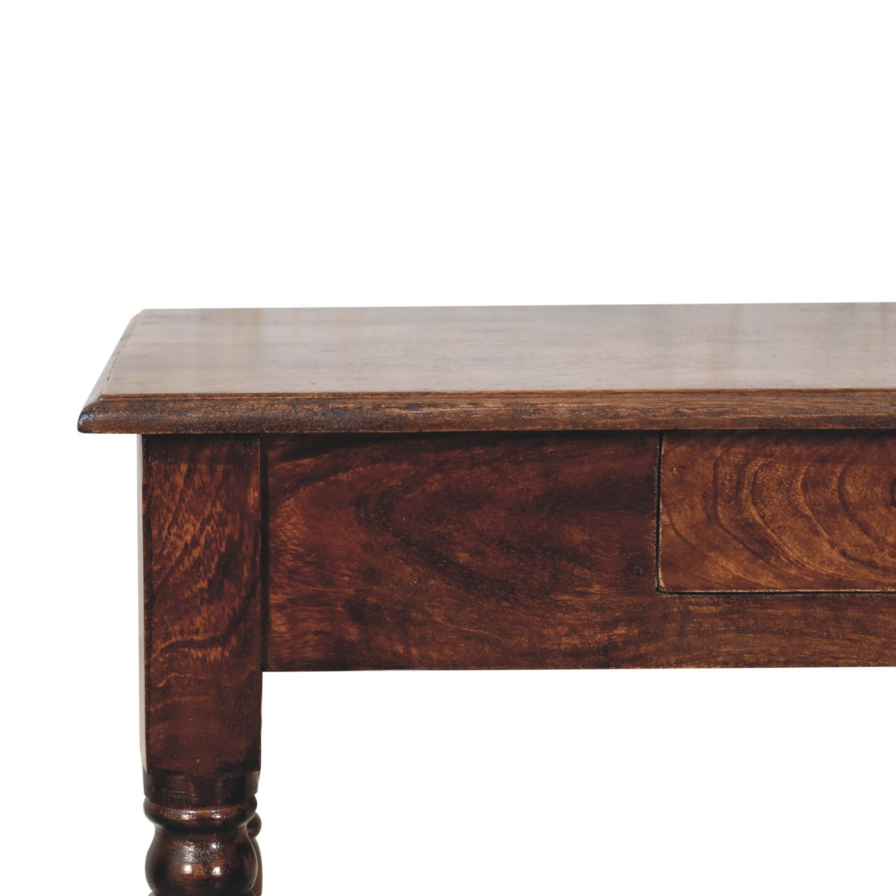 Solid Mango Wood California Walnut Finished 1 Drawer Writing Desk - Image 4