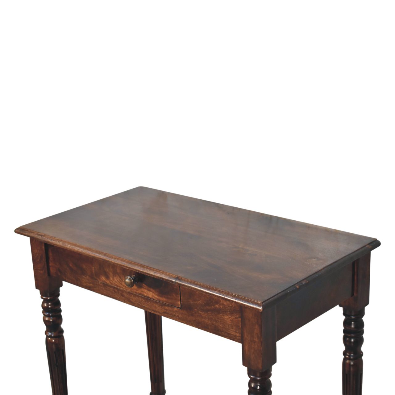 Solid Mango Wood California Walnut Finished 1 Drawer Writing Desk - Image 6