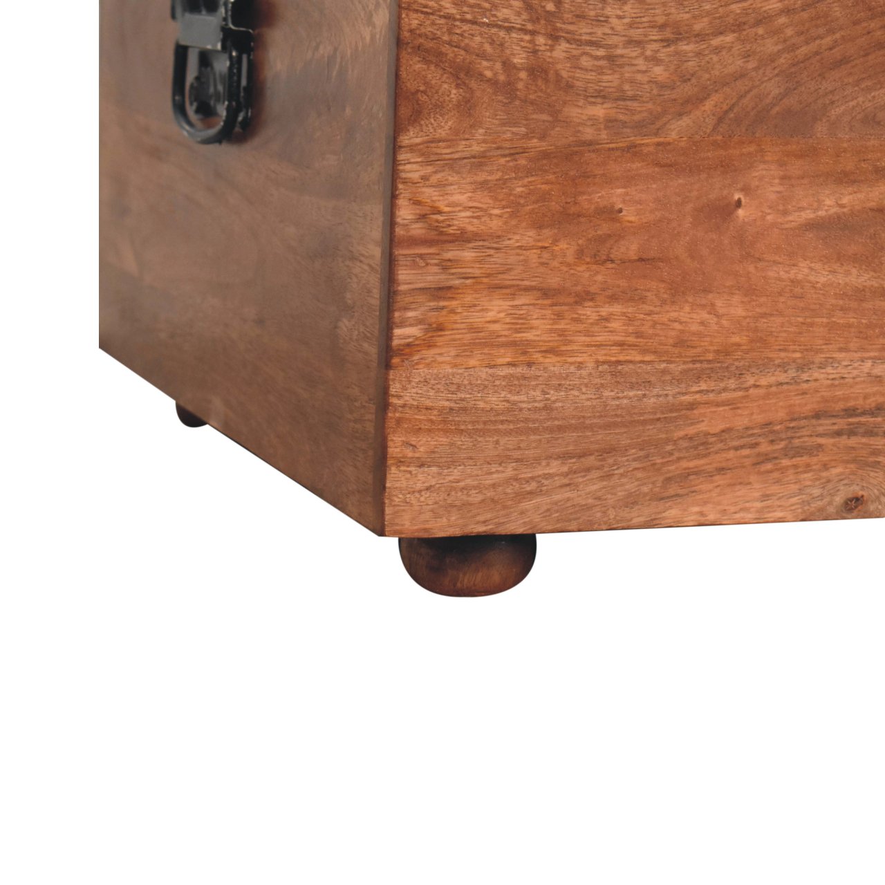 Solid Mango Wood Honey Caramel Finished & Buffalo Leather Storage Trunk - Image 8