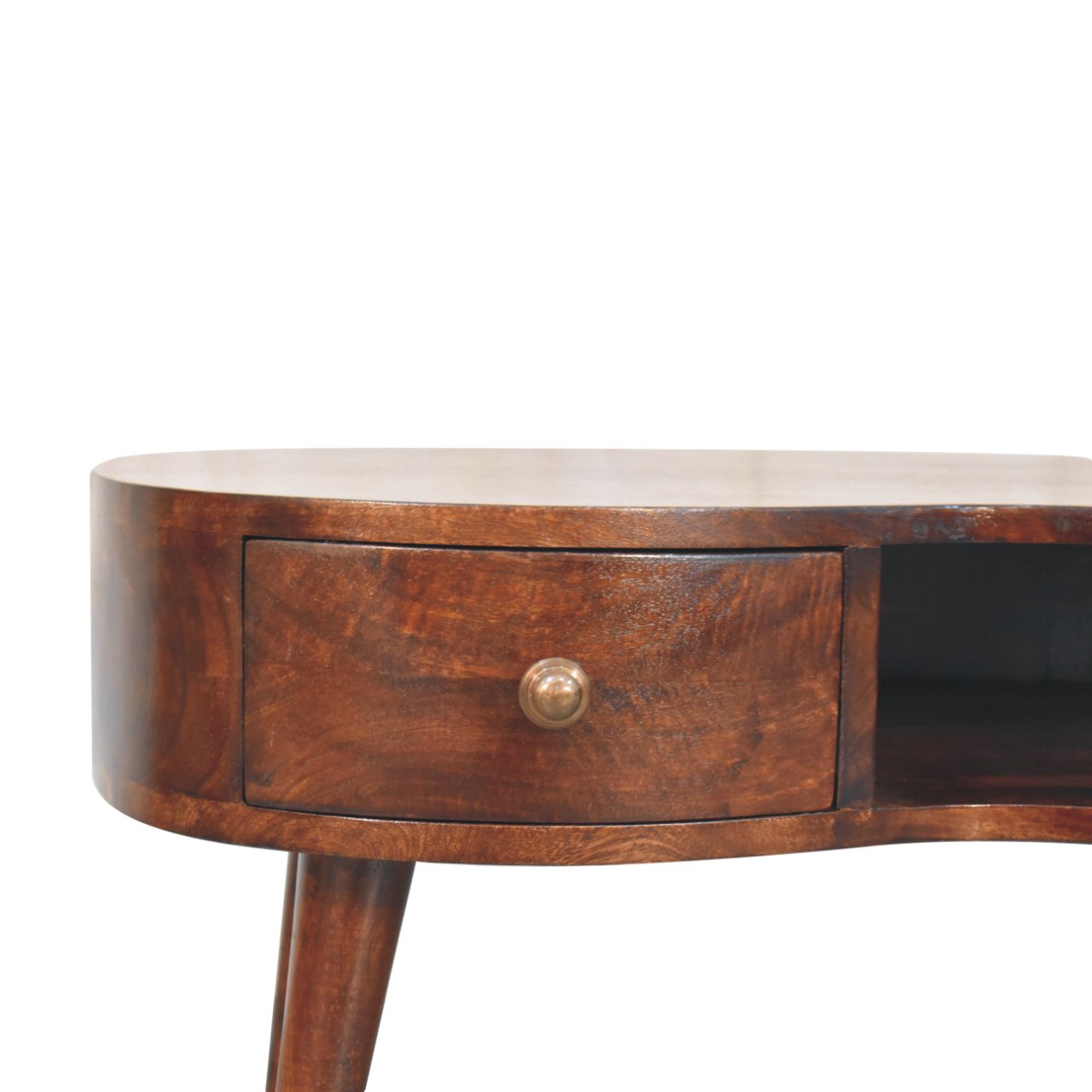Solid Mango Wood California Walnut Finished 1 Drawer Wave Coffee Table - Image 4
