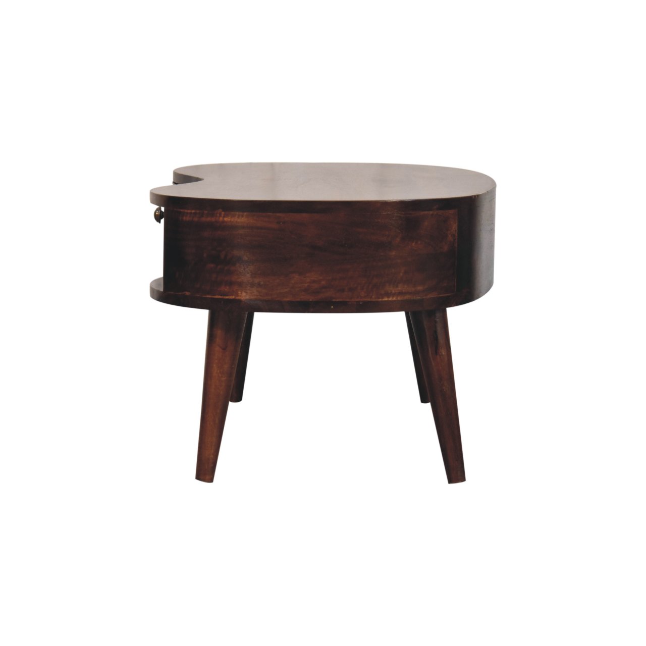 Solid Mango Wood California Walnut Finished 1 Drawer Wave Coffee Table - Image 8