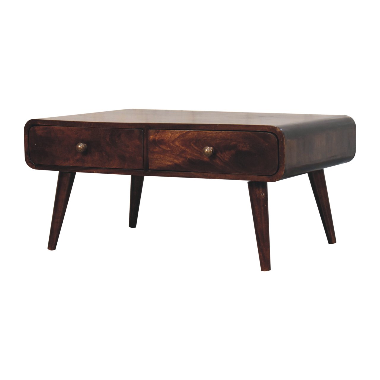Solid Mango Wood California Walnut Finished 4 Drawer Sonata Coffee Table