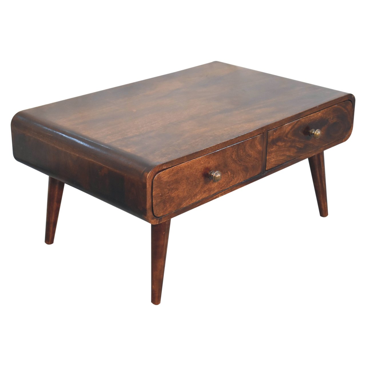 Solid Mango Wood California Walnut Finished 4 Drawer Sonata Coffee Table - Image 4