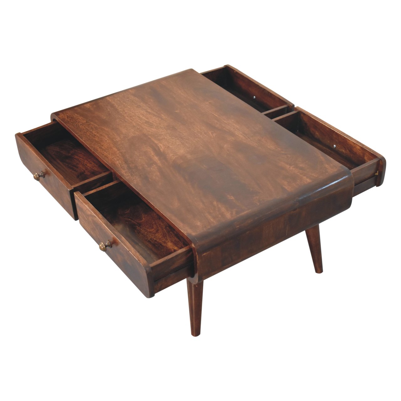 Solid Mango Wood California Walnut Finished 4 Drawer Sonata Coffee Table - Image 5