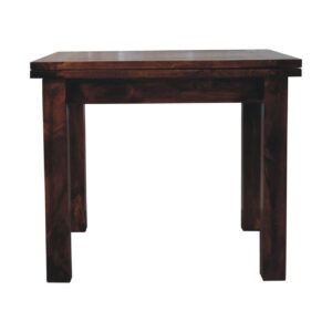 Solid Mango Wood California Walnut Finished Extendable Butterfly Dining Table 90cm