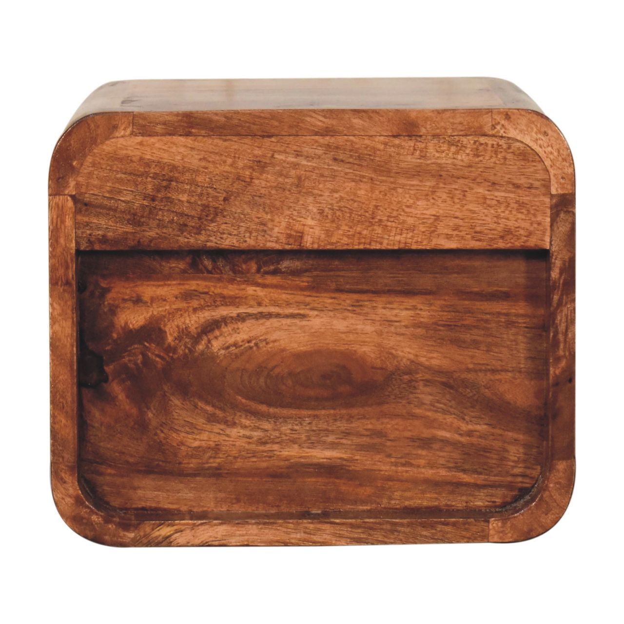 Solid Mango Wood Honey Caramel Finished 1 Drawer 1 Slot Wall Mounted Bedside - Image 7