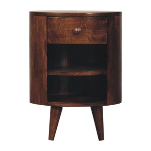 Solid Mango Wood California Walnut Finished 1 Drawer Cortez Bedside