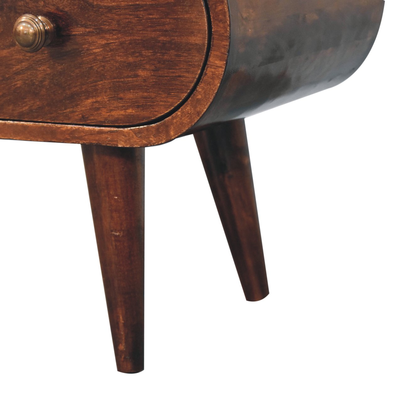Solid Mango Wood California Walnut Finished 2 Drawer Rounded TV Unit - Image 7