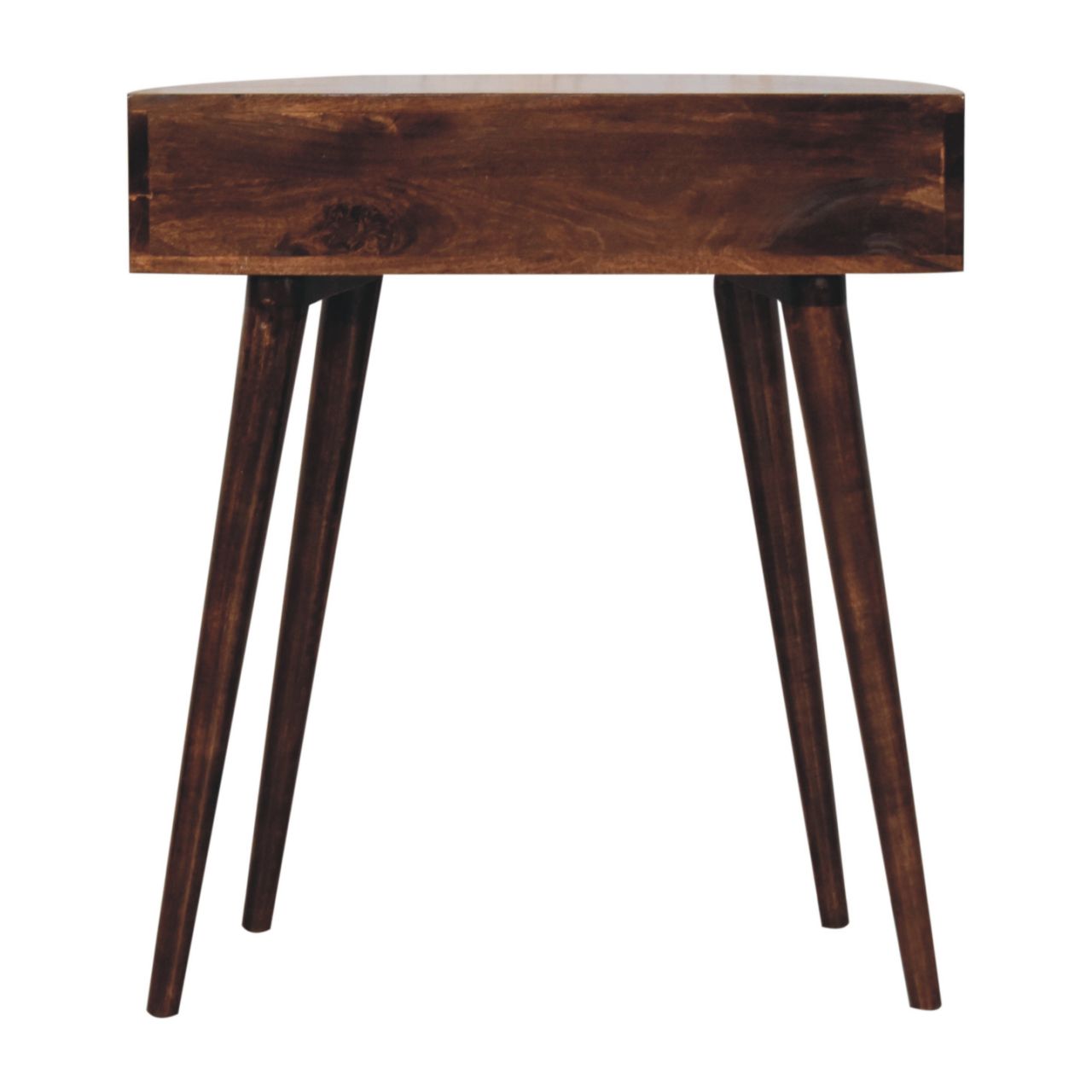 Solid Mango Wood California Walnut Finished 1 Drawer Semi Circular Odyssey Console Table - Image 9