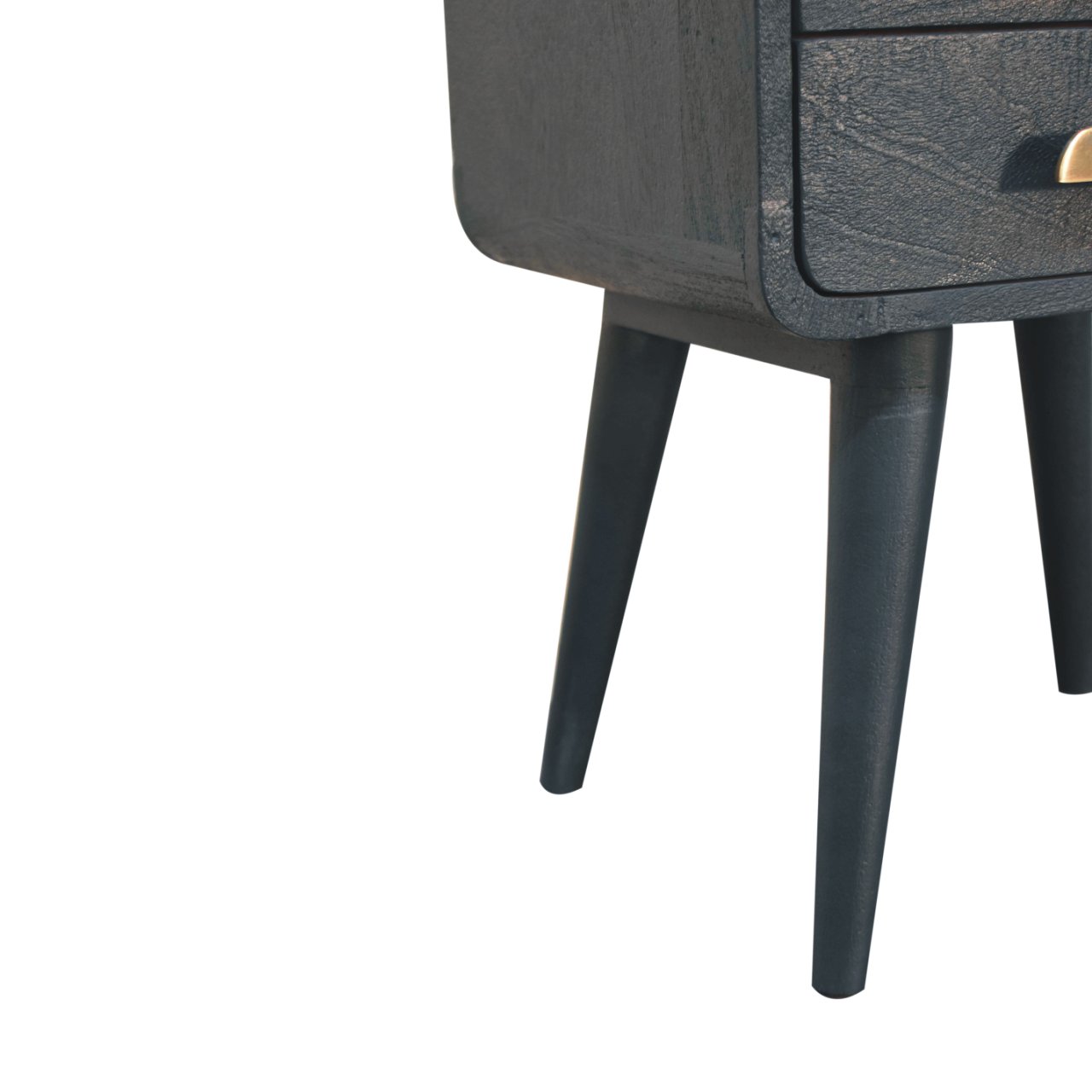 Solid Mango Wood Midnight Teal Hand Painted 2 Drawer Bedside Table - Image 7