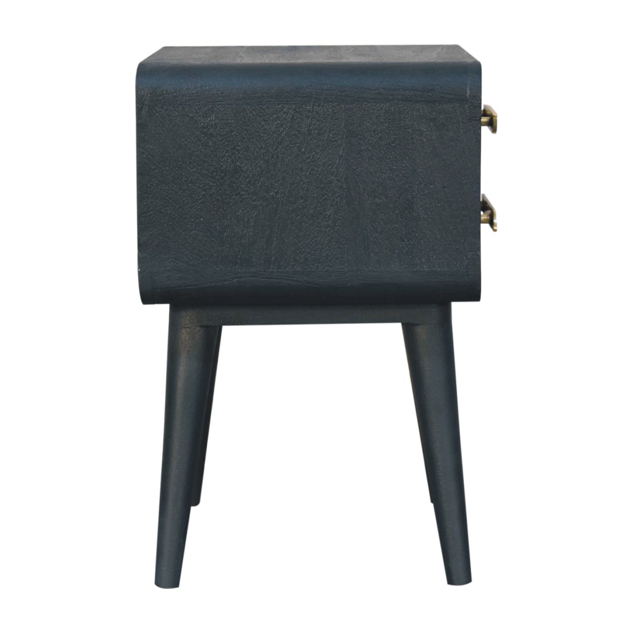 Solid Mango Wood Midnight Teal Hand Painted 2 Drawer Bedside Table - Image 8
