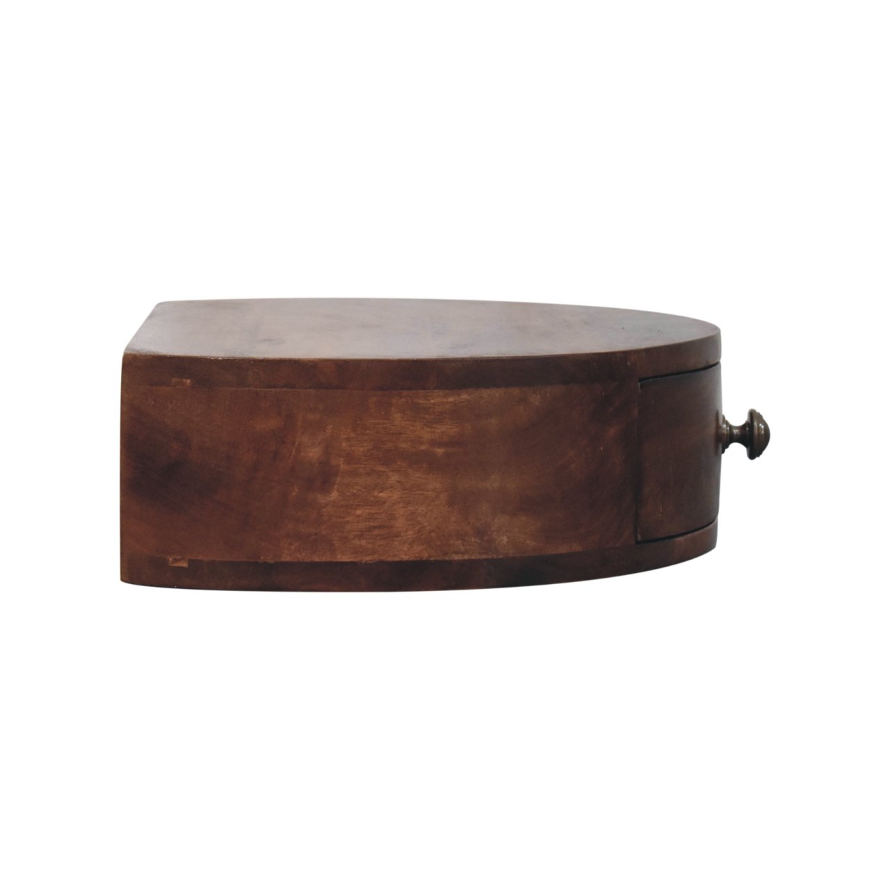 Solid Mango Wood Honey Caramel Finished 1 Drawer Wall Mounted Rounded Bedside - Image 7