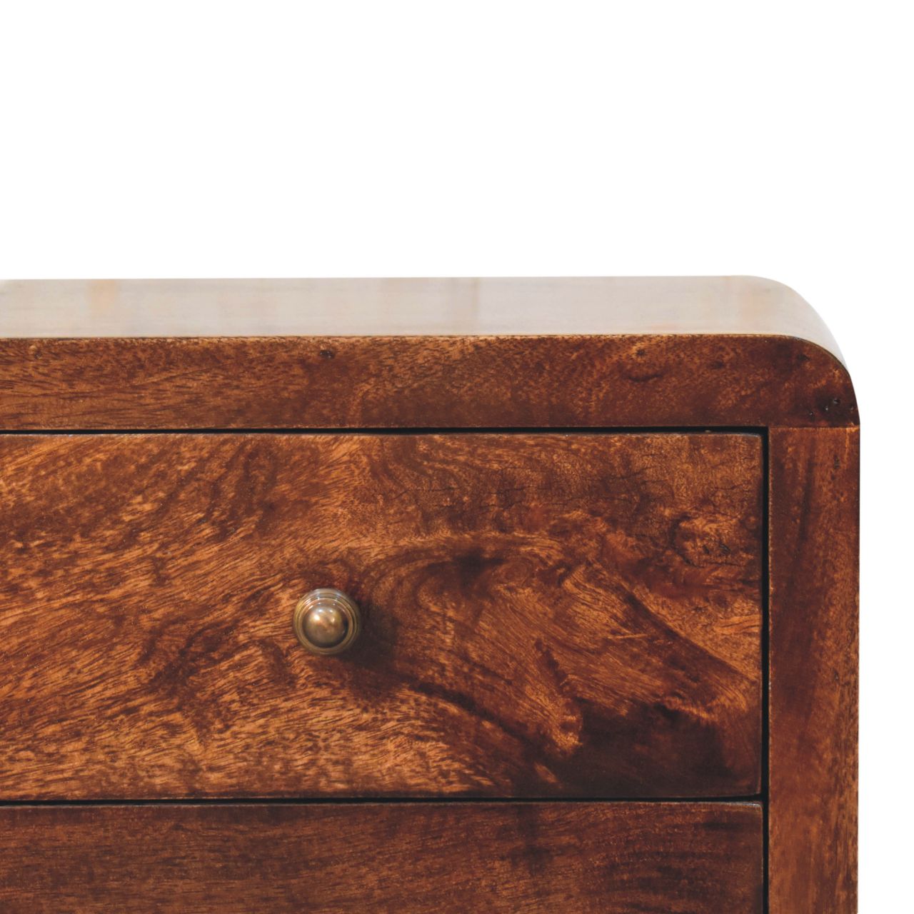 Solid Mango Wood California Walnut Finished 3 Drawer Naya Bedside - Image 3