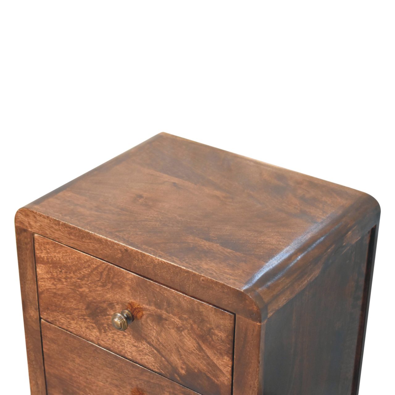 Solid Mango Wood California Walnut Finished 3 Drawer Naya Bedside - Image 4