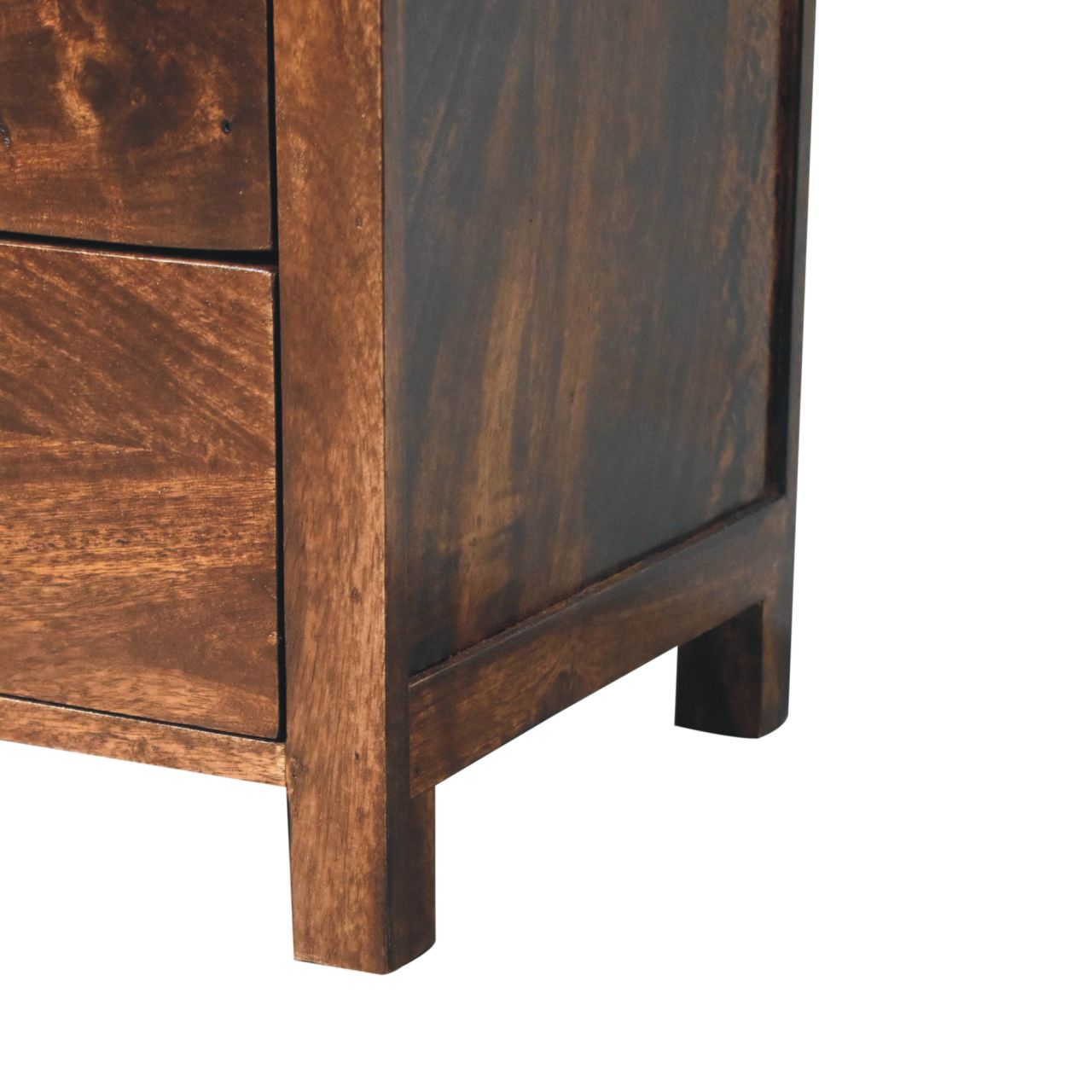 Solid Mango Wood California Walnut Finished 3 Drawer Naya Bedside - Image 6