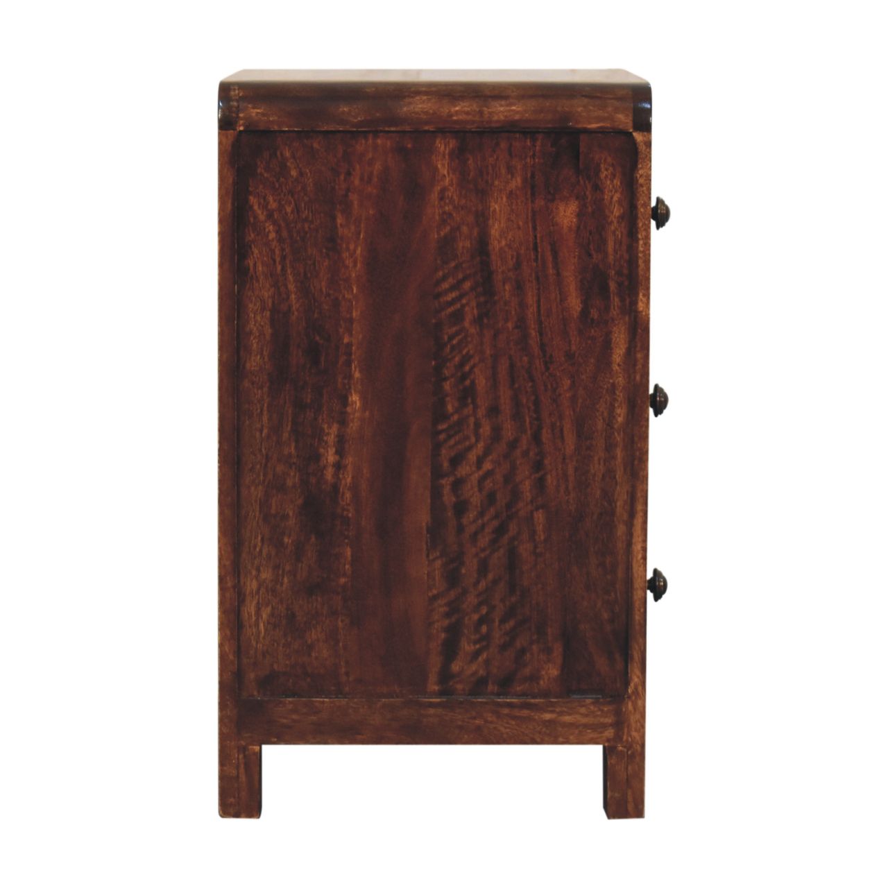 Solid Mango Wood California Walnut Finished 3 Drawer Naya Bedside - Image 7