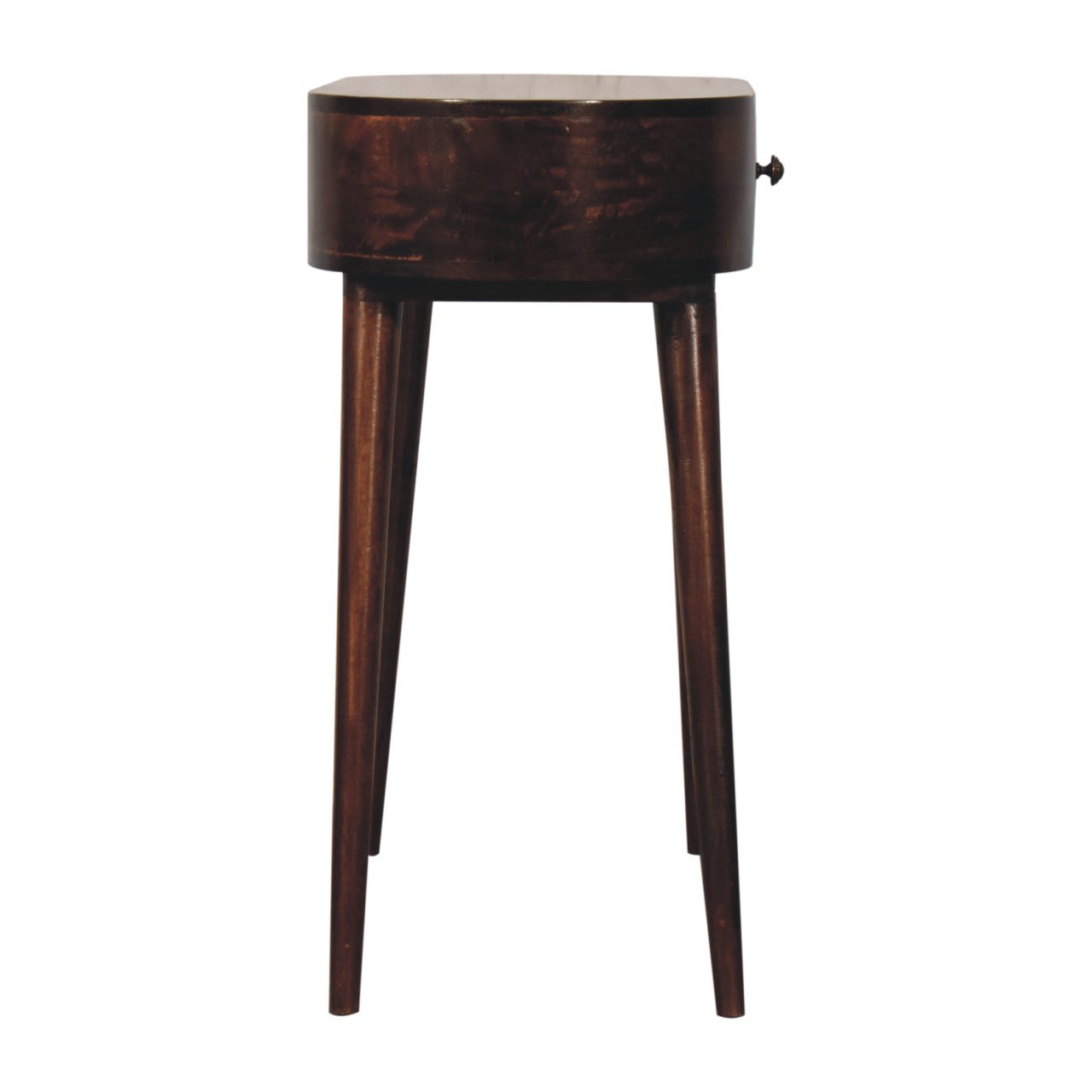 Solid Mango Wood California Walnut Finished 1 Drawer Rounded Small Console Table - Image 8