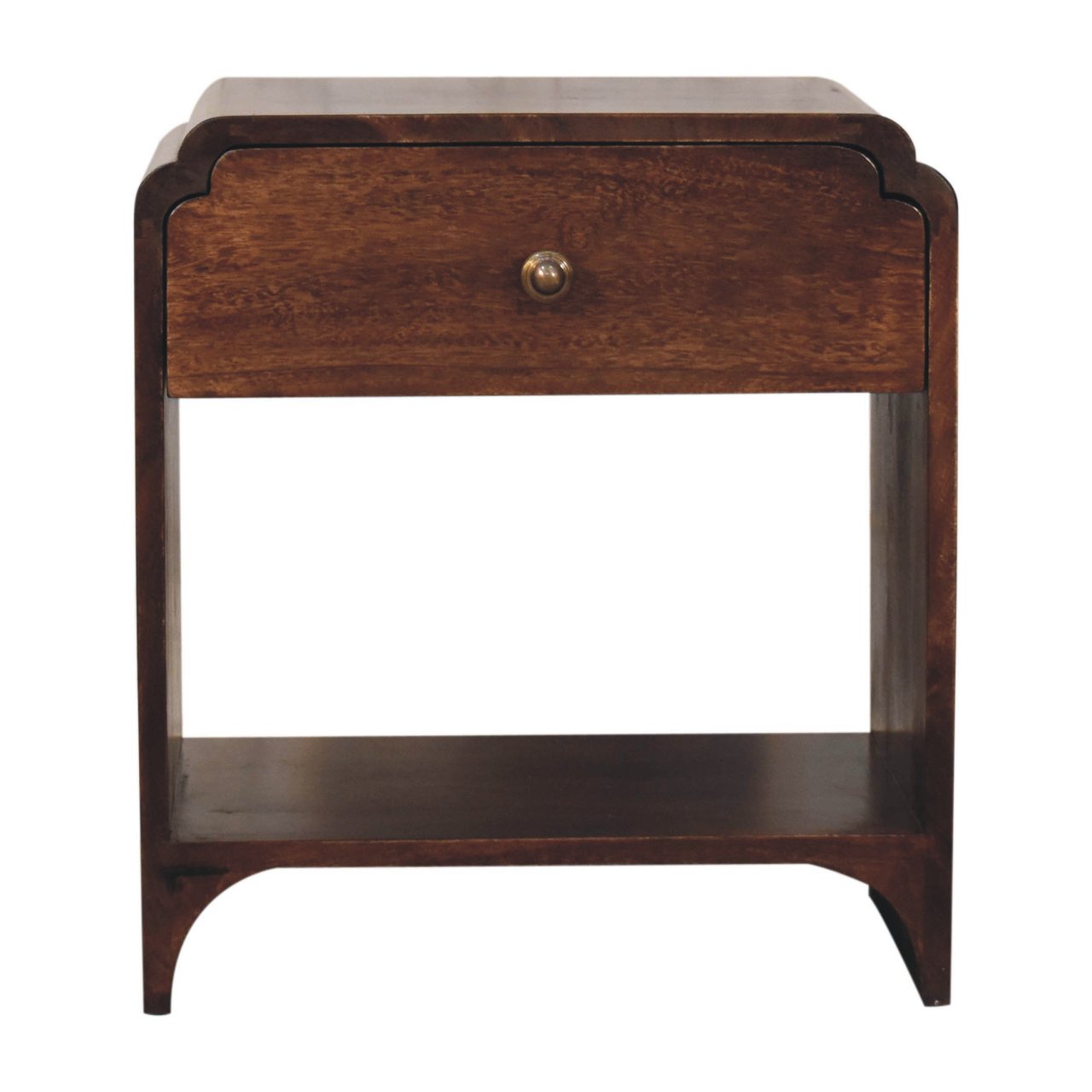 Solid Mango Wood California Walnut Finished 1 Drawer Newton Bedside
