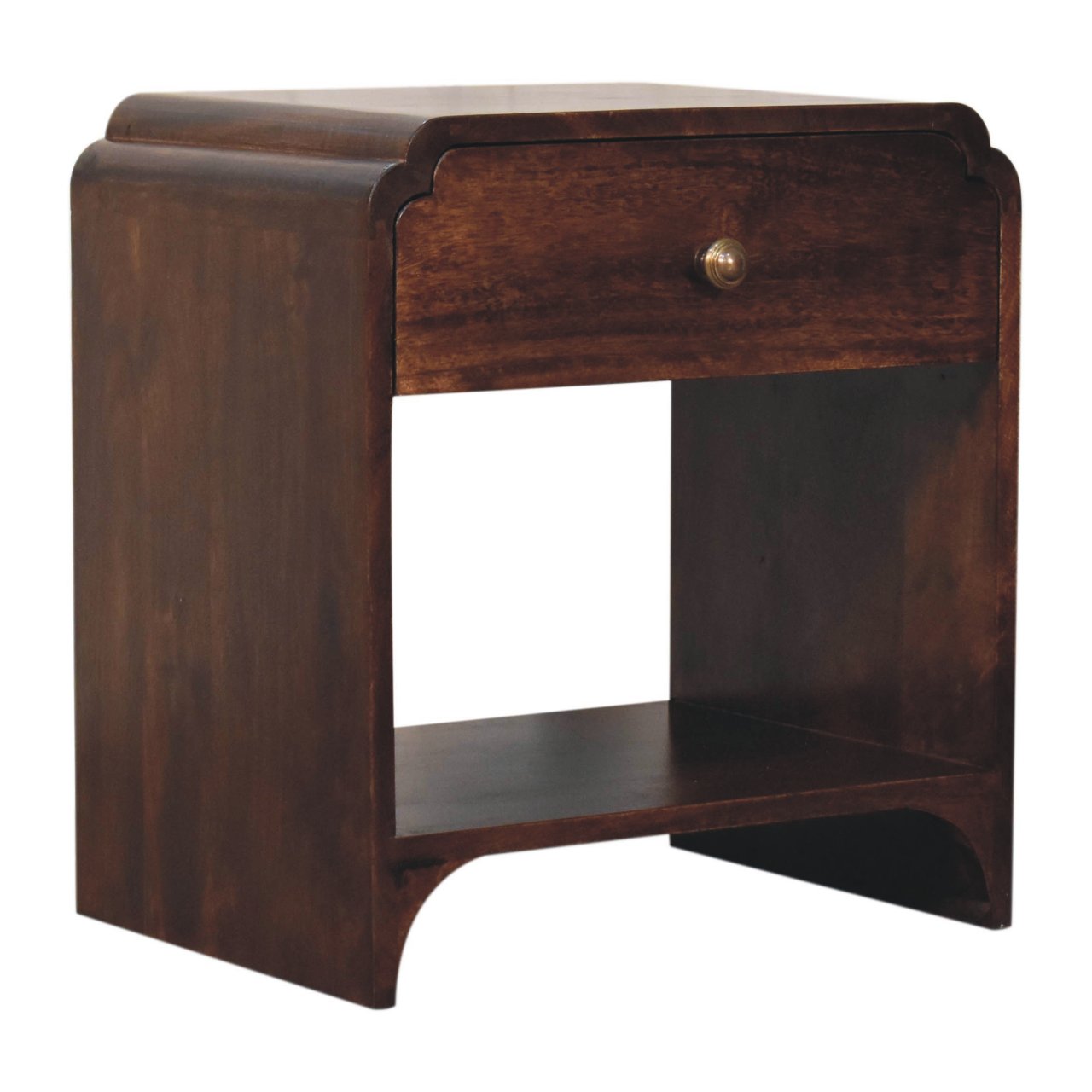 Solid Mango Wood California Walnut Finished 1 Drawer Newton Bedside - Image 2