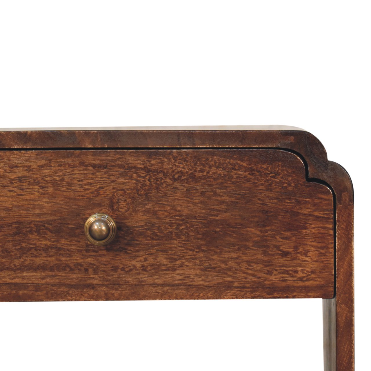 Solid Mango Wood California Walnut Finished 1 Drawer Newton Bedside - Image 4