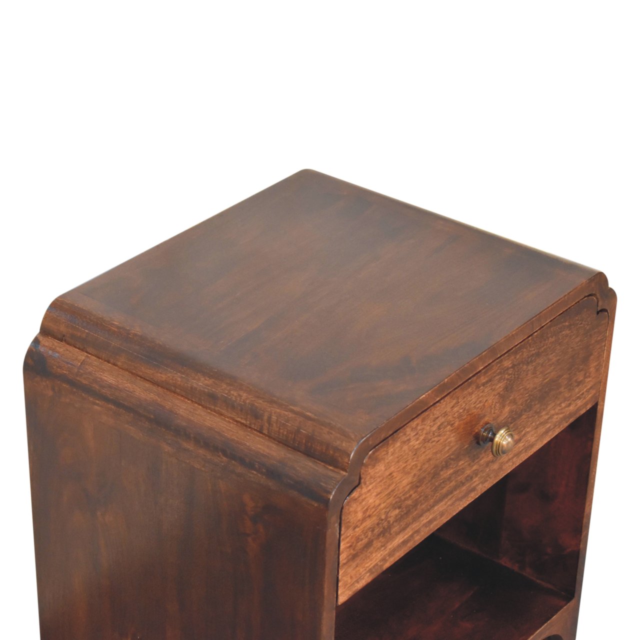 Solid Mango Wood California Walnut Finished 1 Drawer Newton Bedside - Image 5