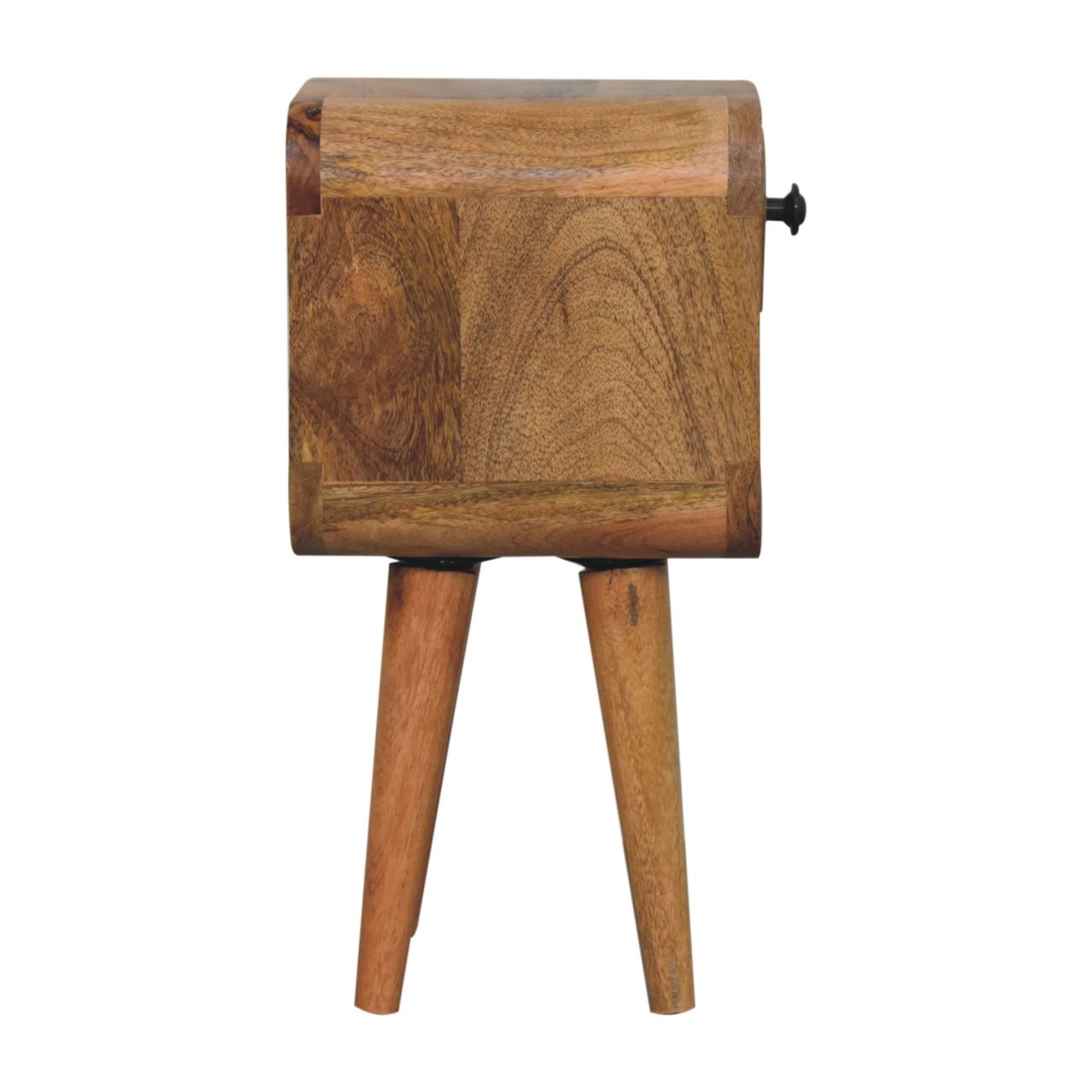 Solid Mango Wood Oak Finish 1 Drawer 1 Slot Extra Mini Curve Bedside - Image 8