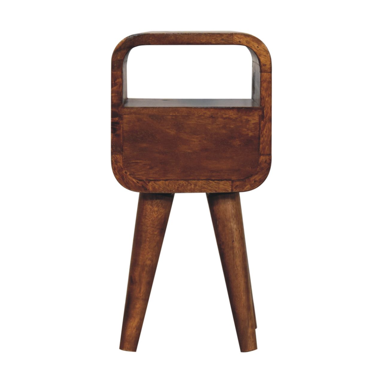 Solid Mango Wood Chestnut Finished 1 Drawer 1 Slot Extra Mini Curved Bedside - Image 9