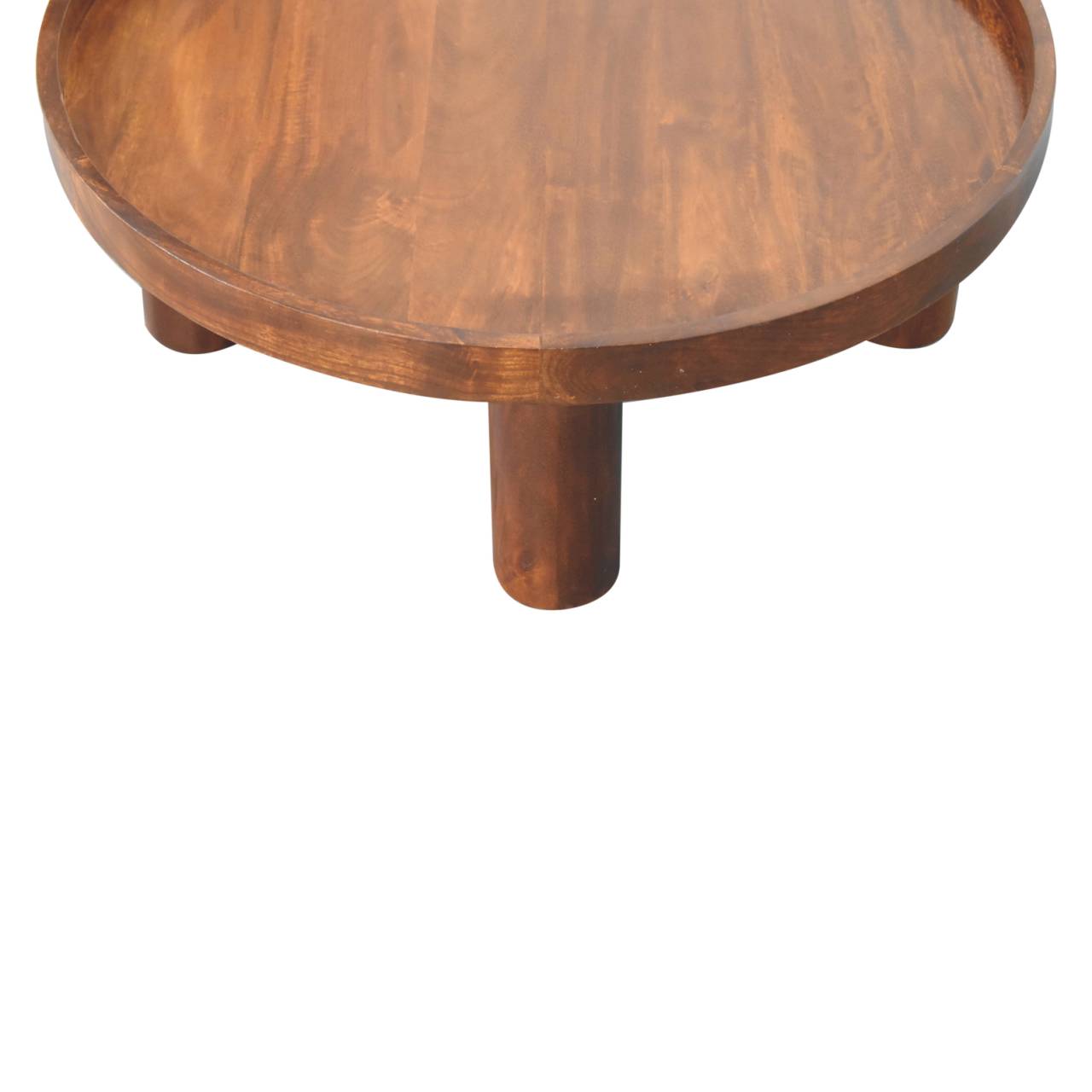 Solid Mango Wood Chestnut Finished Crescent Round Coffee Table - Image 5