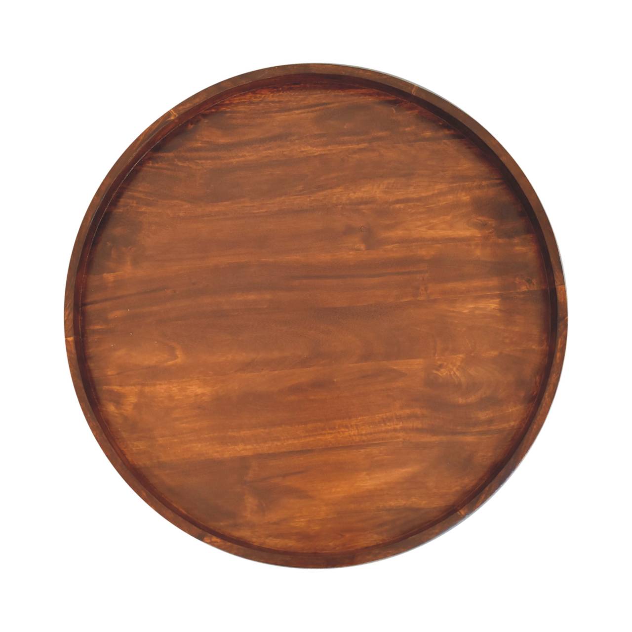 Solid Mango Wood Chestnut Finished Crescent Round Coffee Table - Image 6