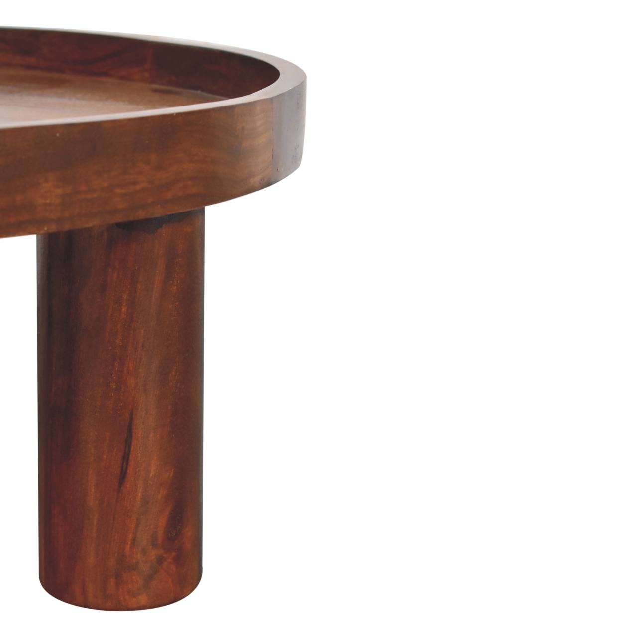 Solid Mango Wood Chestnut Finished Crescent Round Coffee Table - Image 8