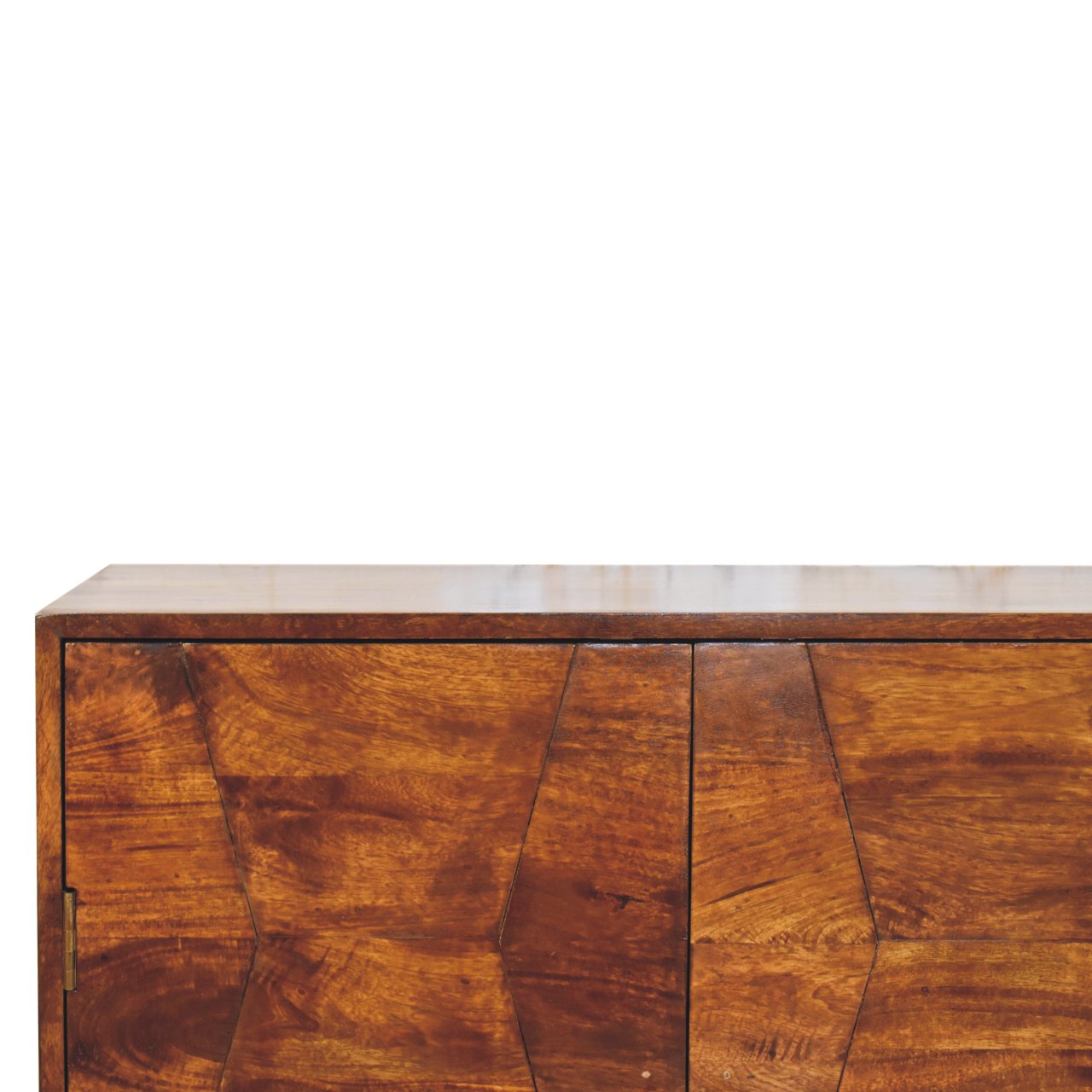 Solid Mango Wood Chestnut Finished Wavecrest 4 Door Cabinet - Image 4