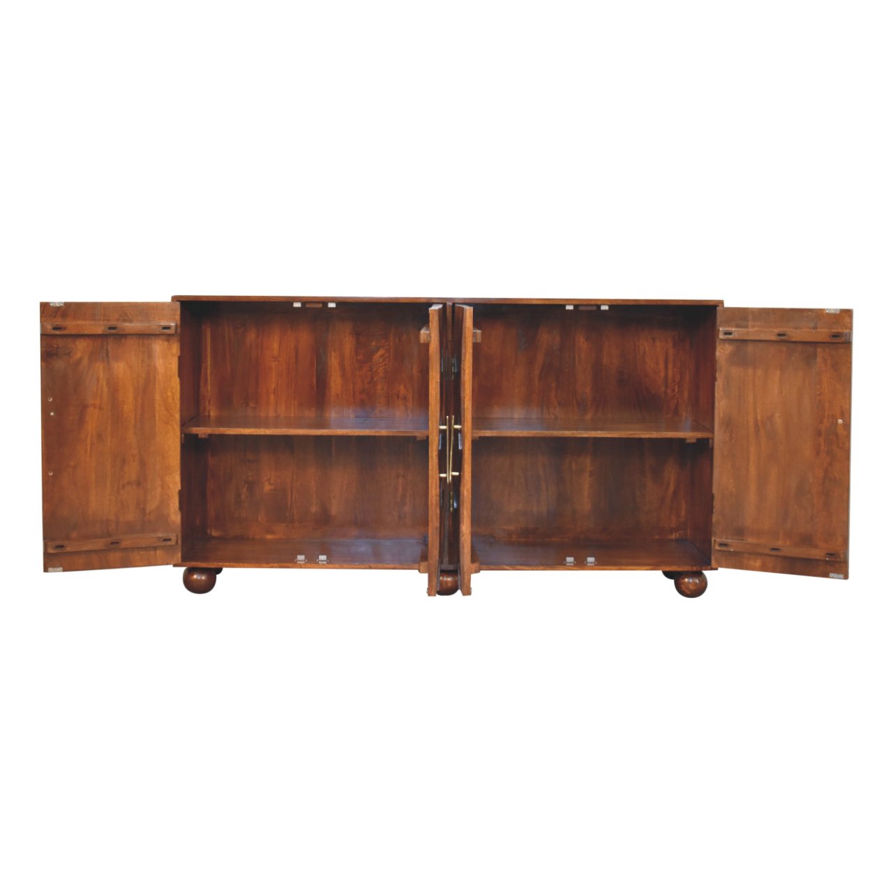Solid Mango Wood Chestnut Finished Wavecrest 4 Door Cabinet - Image 6