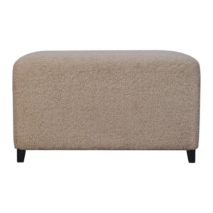 Solid Mango Wood Bliss Cream Boucle Ottoman