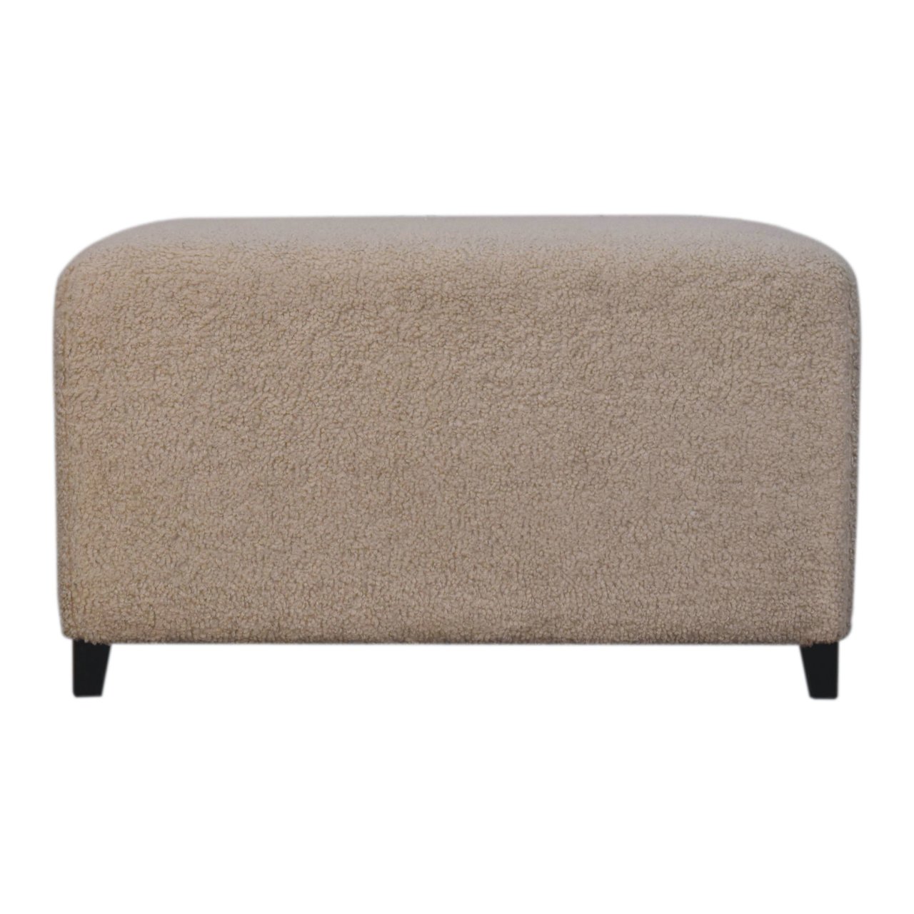 Solid Mango Wood Bliss Cream Boucle Ottoman