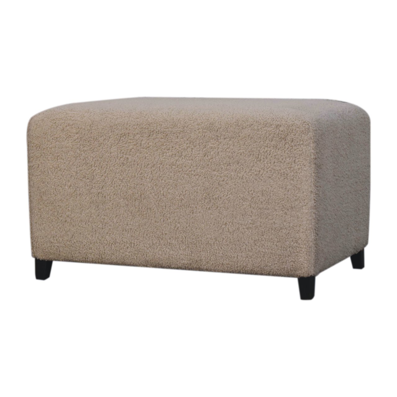 Solid Mango Wood Bliss Cream Boucle Ottoman - Image 2