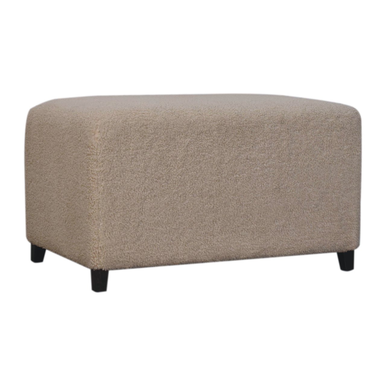 Solid Mango Wood Bliss Cream Boucle Ottoman - Image 3