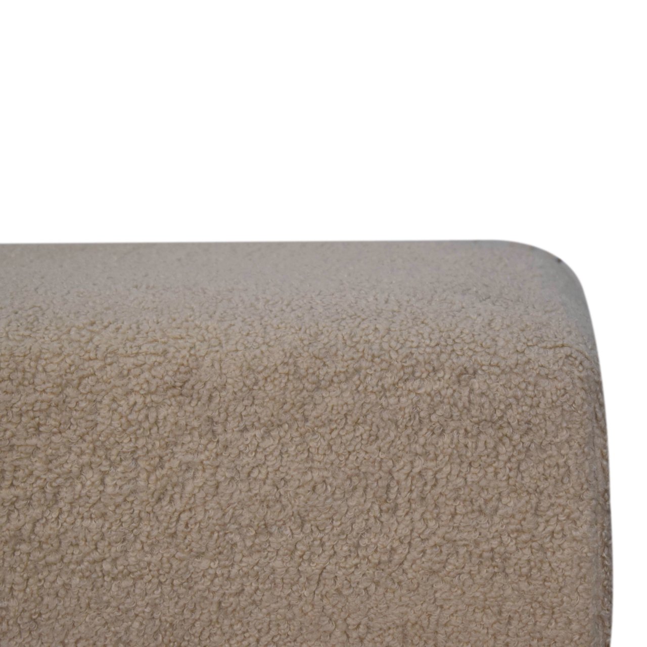 Solid Mango Wood Bliss Cream Boucle Ottoman - Image 4