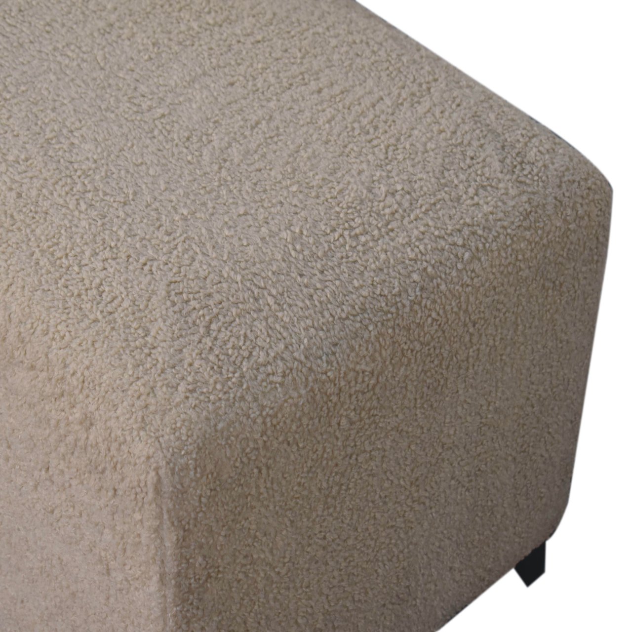 Solid Mango Wood Bliss Cream Boucle Ottoman - Image 5