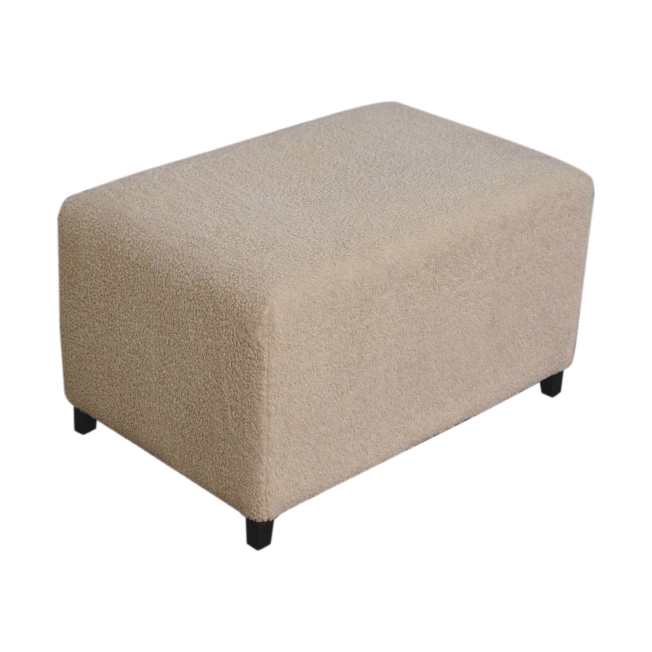 Solid Mango Wood Bliss Cream Boucle Ottoman - Image 6