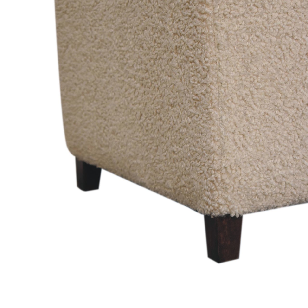 Solid Mango Wood Bliss Cream Boucle Ottoman - Image 7