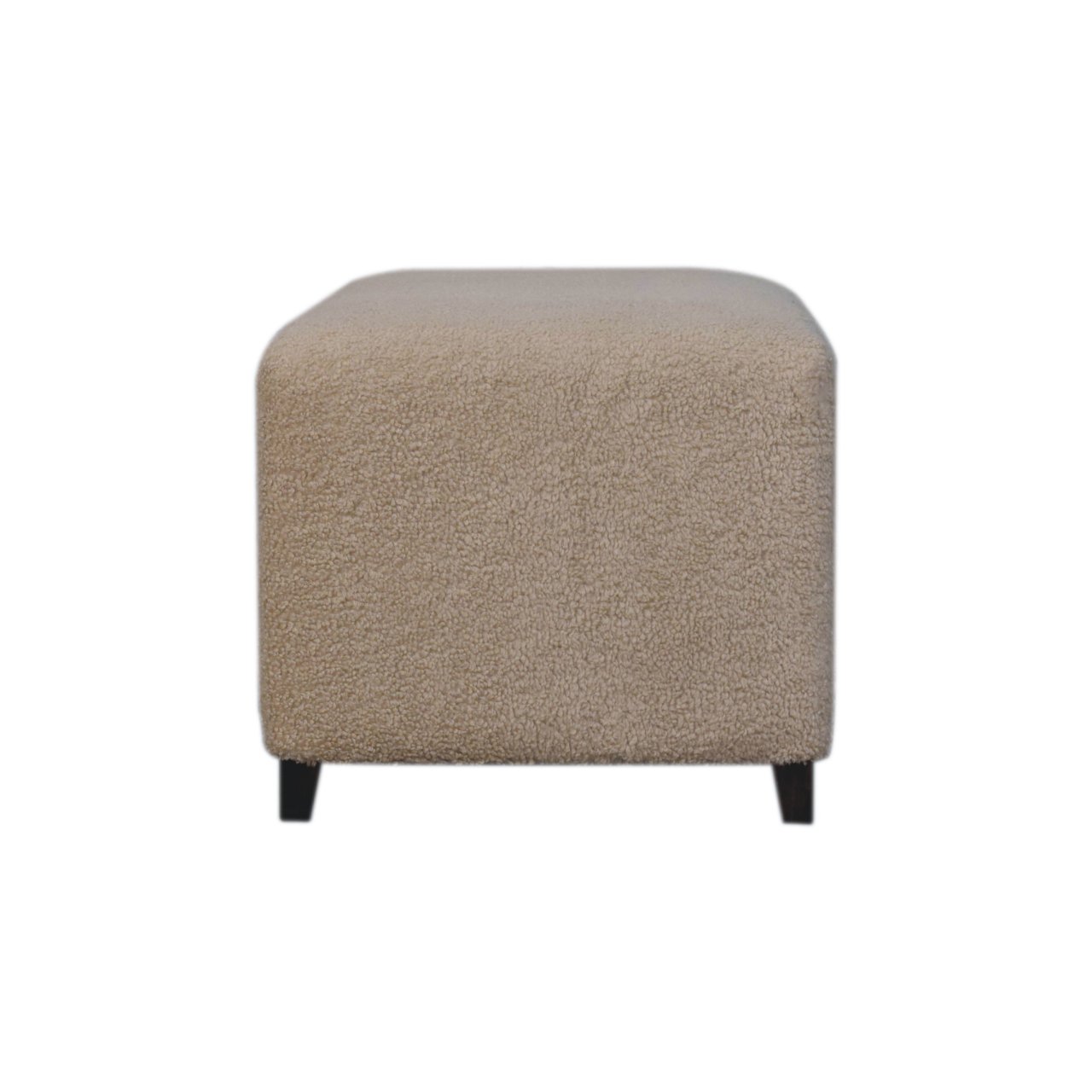 Solid Mango Wood Bliss Cream Boucle Ottoman - Image 8