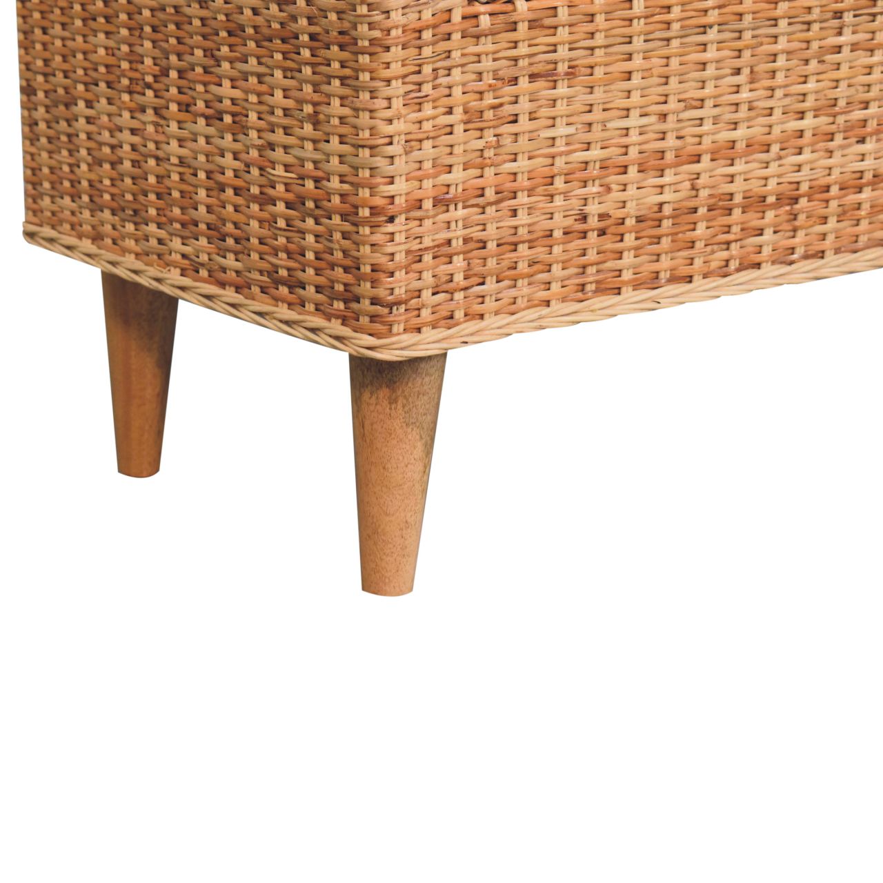 Solid Mango Wood Rattan & Boucle Riviera Bench - Image 7