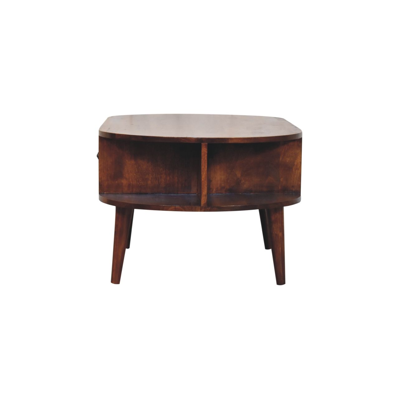 Solid Mango Wood Mango Wood Chestnut Finished 2 Drawer Oval Coffee Table - Image 8