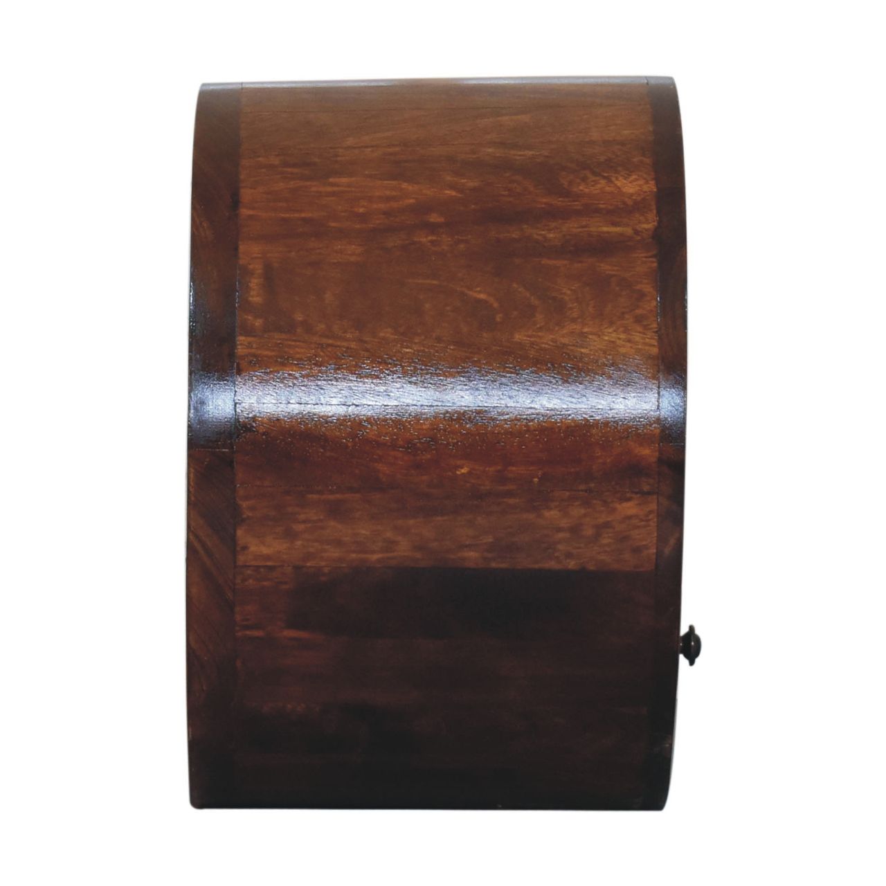Solid Mango Wood Chestnut Finished 1 Drawer Floating Circle Bedside - Image 7