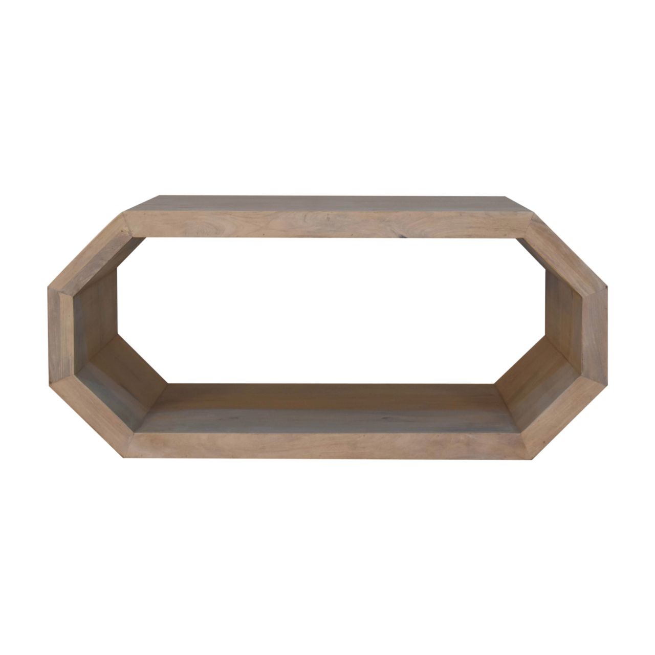 Solid Mango Wood Lime Marble Finished Hexagonal Coffee Table