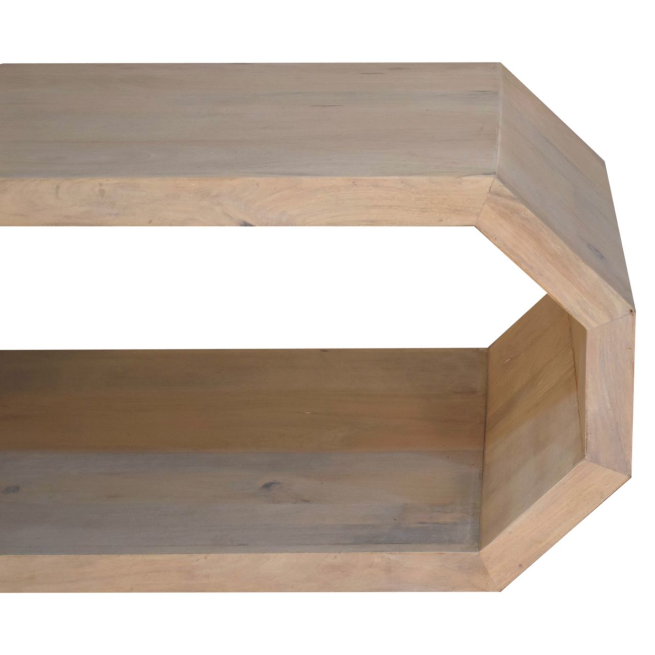 Solid Mango Wood Lime Marble Finished Hexagonal Coffee Table - Image 4