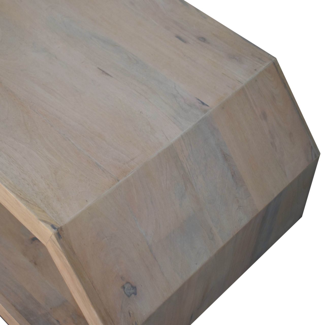 Solid Mango Wood Lime Marble Finished Hexagonal Coffee Table - Image 6